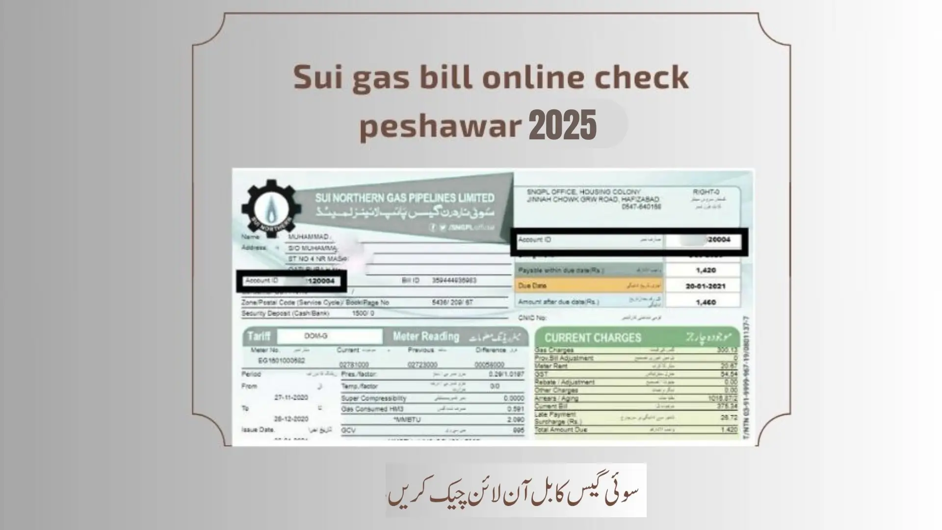 Sui Gas Bill Online Check Peshawar 2025