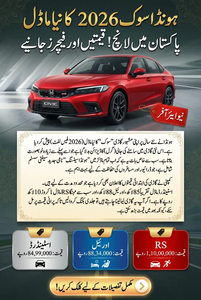 Honda Civic 2026 Facelift Price List Revealed Bookings Open for New Year